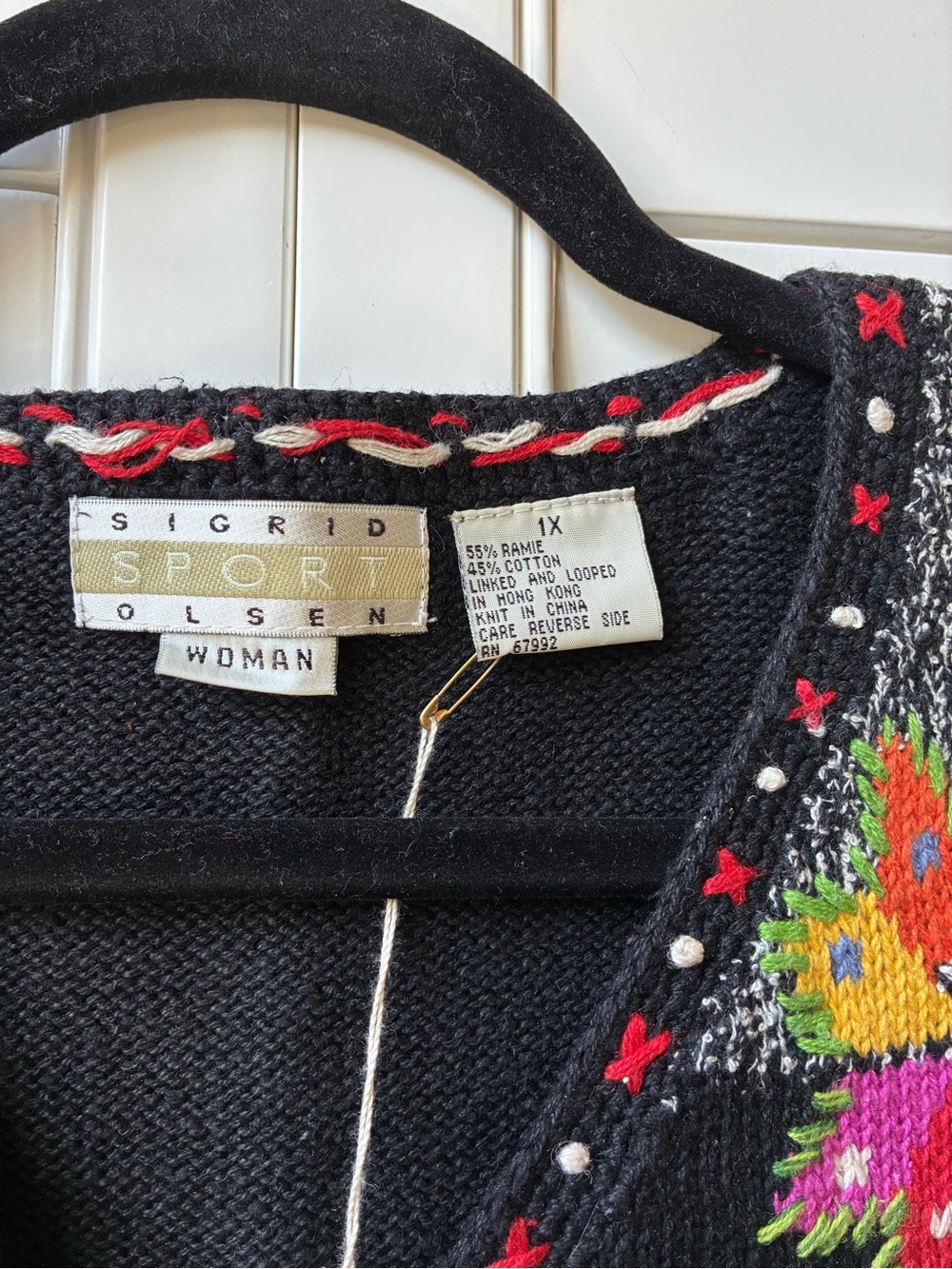Deadstock vintage NWT Sigrid Olsen Sport Christmas Tree holiday sweater Vest 1x - Picture 9 of 16